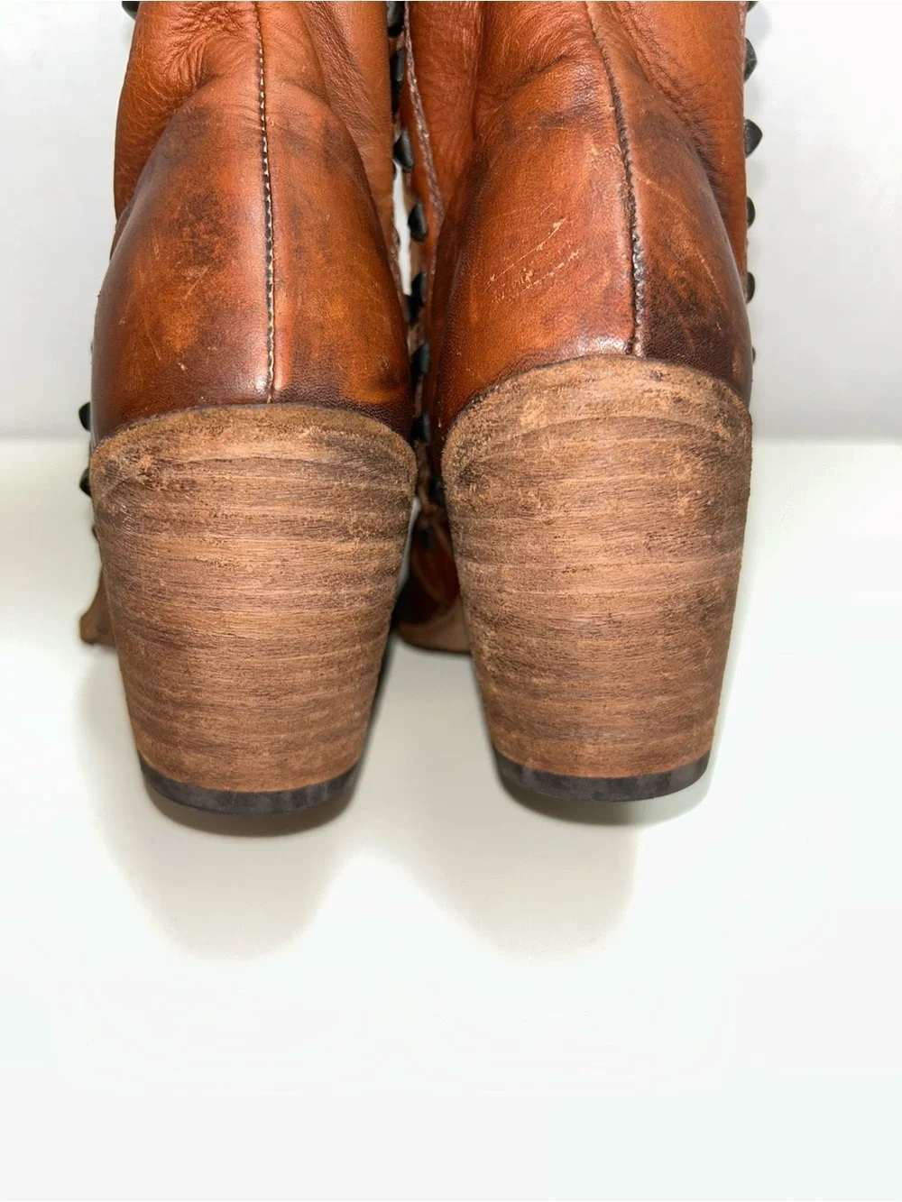Liberty Black Delano Cotto Brown Distressed Leather Studded Western Cowboy Boot